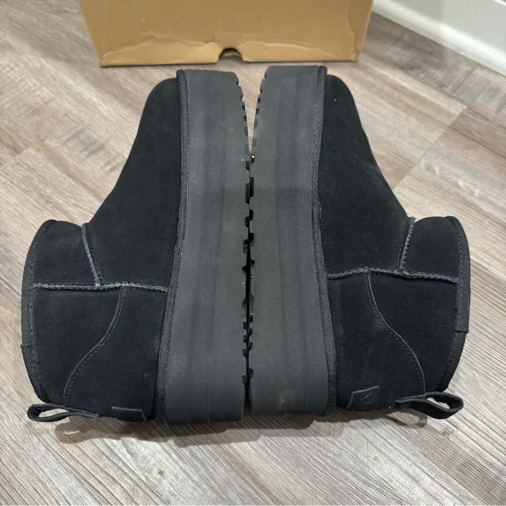 UGG Classic Ultra Mini Platform Black Suede Boots